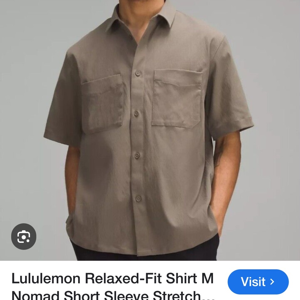 Lululemon Relaxed Fit Brown Casual Button Down Shirt Size Large